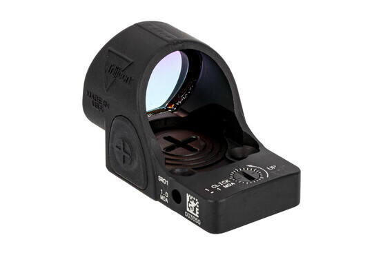 Trijicon SRO with 1.0 MOA dot reticle features a top-mounted battery compartment